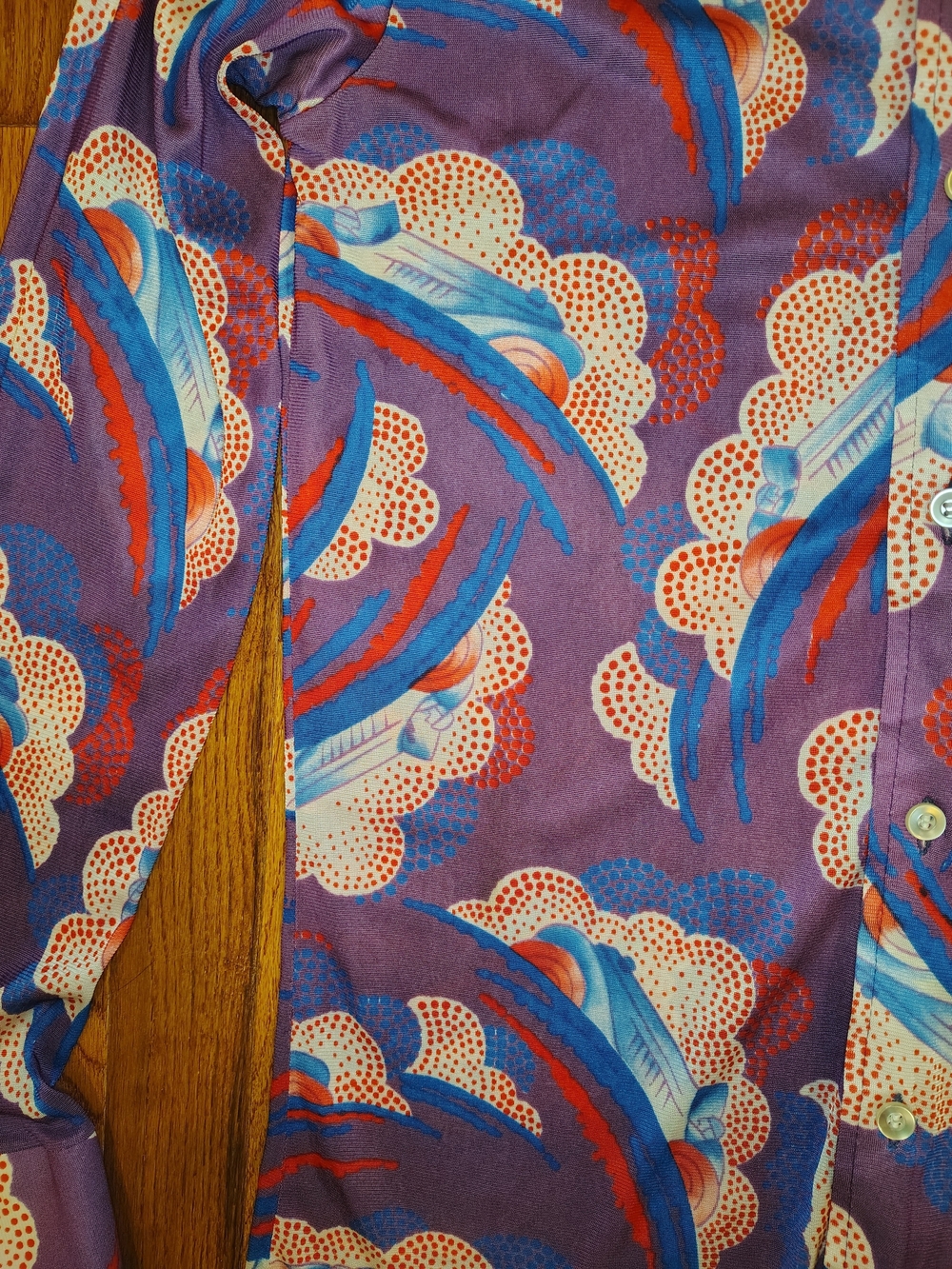 Vintage Montgomery Ward Psychedelic Abstract Print Shirt M EUC 70s Retro Mod - Picture 5 of 8
